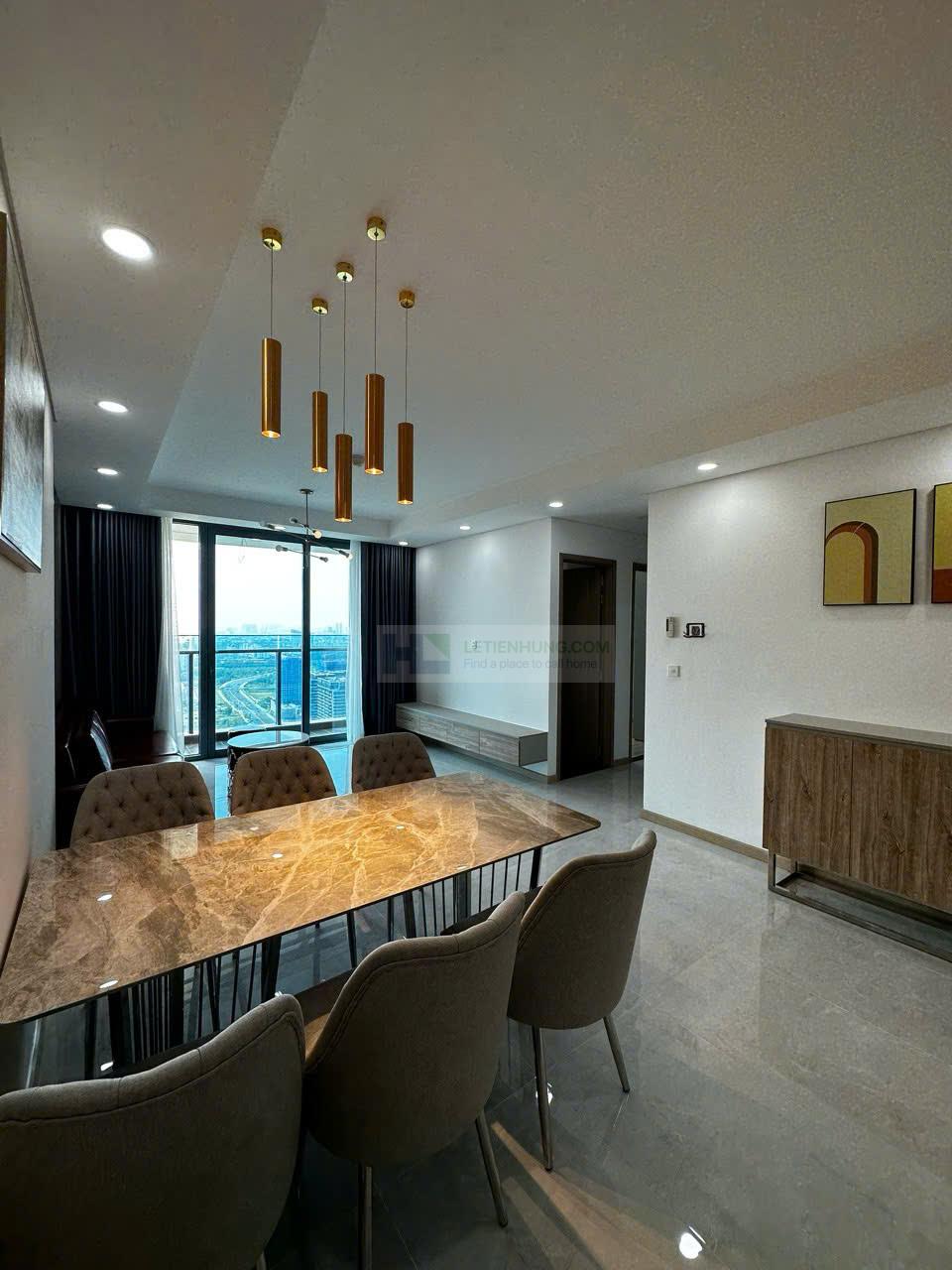 căn hộ Sunwah Pearl 3PN 128m2 layout đẹp - phòng khách