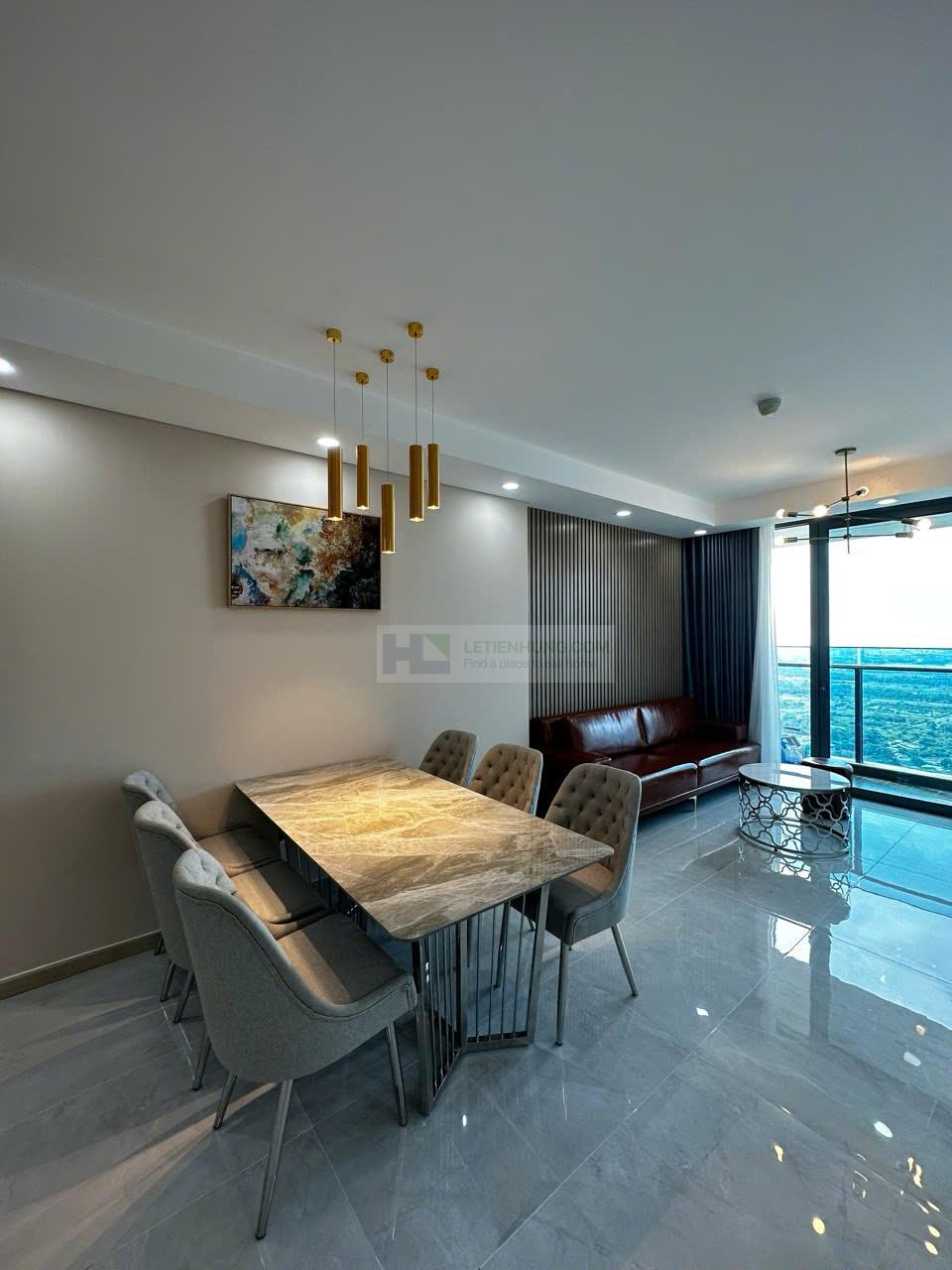 căn hộ Sunwah Pearl 3PN 128m2 layout đẹp phòng khách đẹp